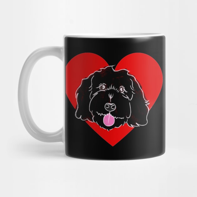 Cute Black Poodle In Red Heart by ROLLIE MC SCROLLIE